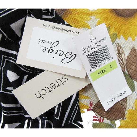 Beige by ECI Dress Black White Size 4 - Picture 5 of 6